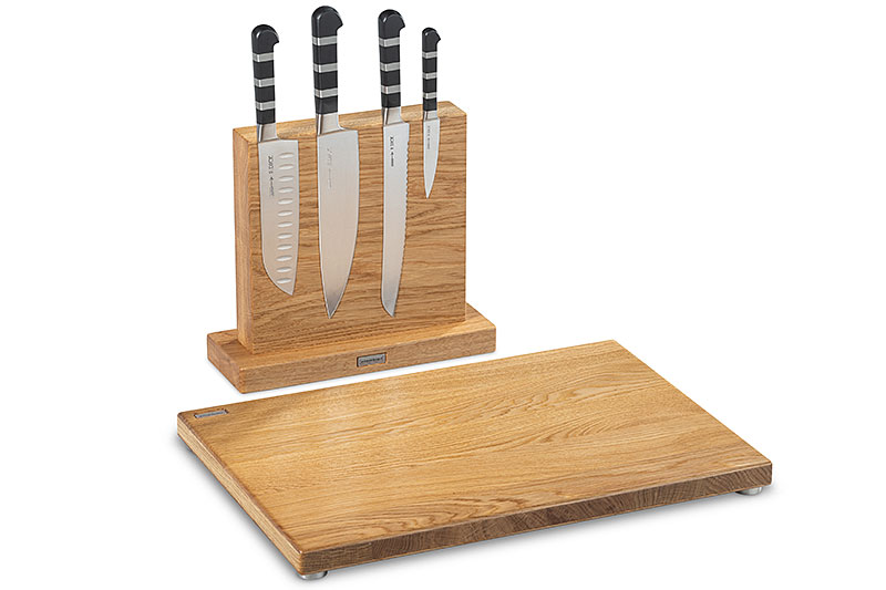 Messerblock Eiche mit 4 Dickmessern 1905 und Schneidebrett Eiche XL