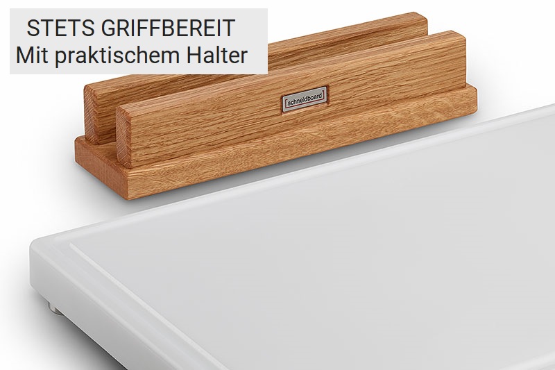 Schneidebrett Kunststoff mit Halter in Eiche
