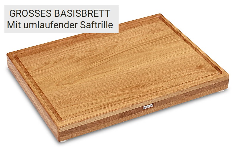 Massivholzschneidebrett in Eiche mit Saftrille