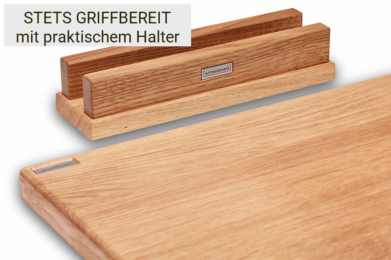 Schneidebrett Eiche mit passendem Halter in Eiche