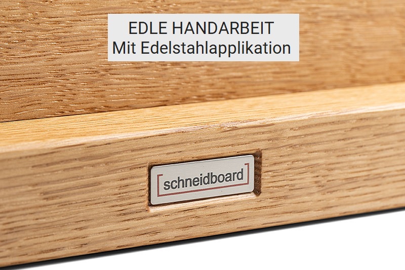 Fuß Messerblock Eiche mit Edelstahlschild