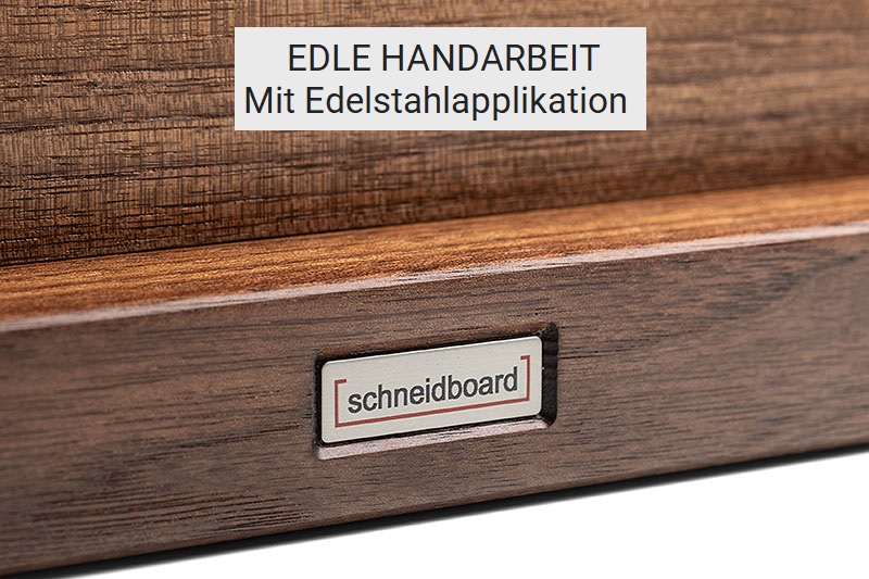 Fuß Messerblock Nussbaum mit Edelstahlschild