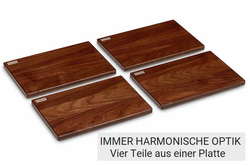 Frühstücksbrettchen in Nussbaum 4-er Set Vorderseite