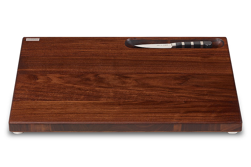 Brett Nuss XL inkl Messerfach+Messer 50x35x3,8cm Schneidebrett Nussbaum mit Messerfach und Dick Officemesser 1905