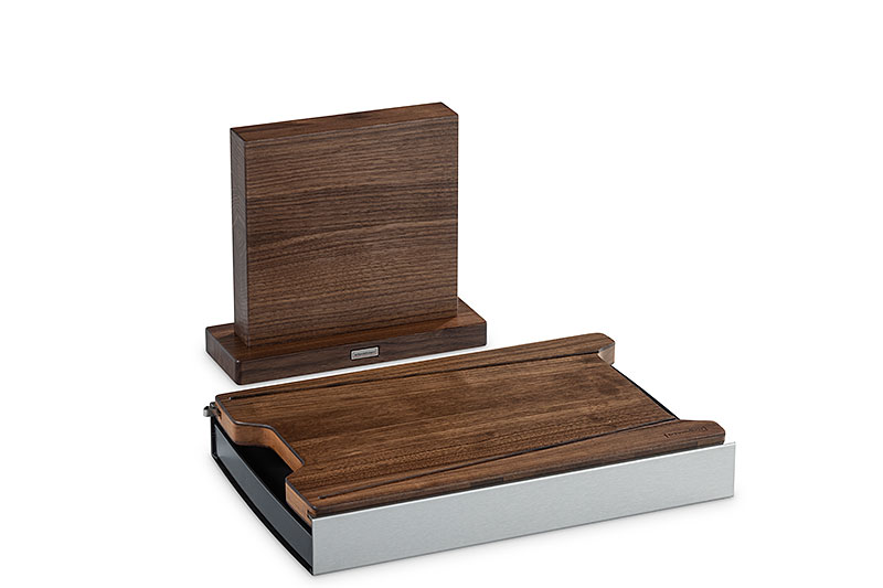 Messerblock + Schneidbox Nussbaum