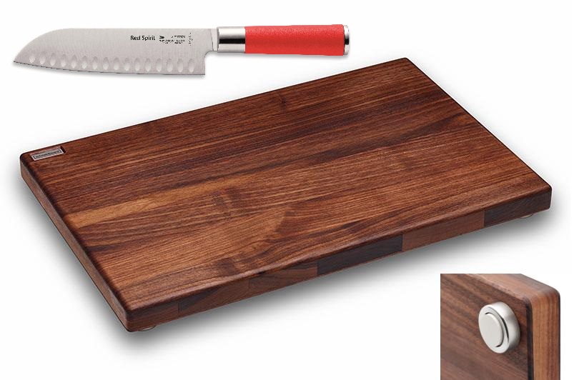 Schneidboard Nussbaum inkl. Santokumesser Red Spirit
