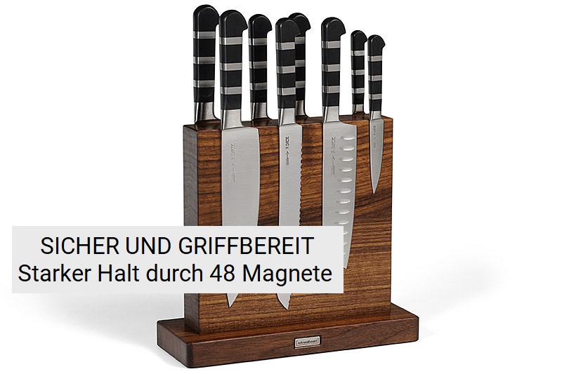 Messerblock in Nussbaum bestück mit 8 Dick Kochmessern 1905