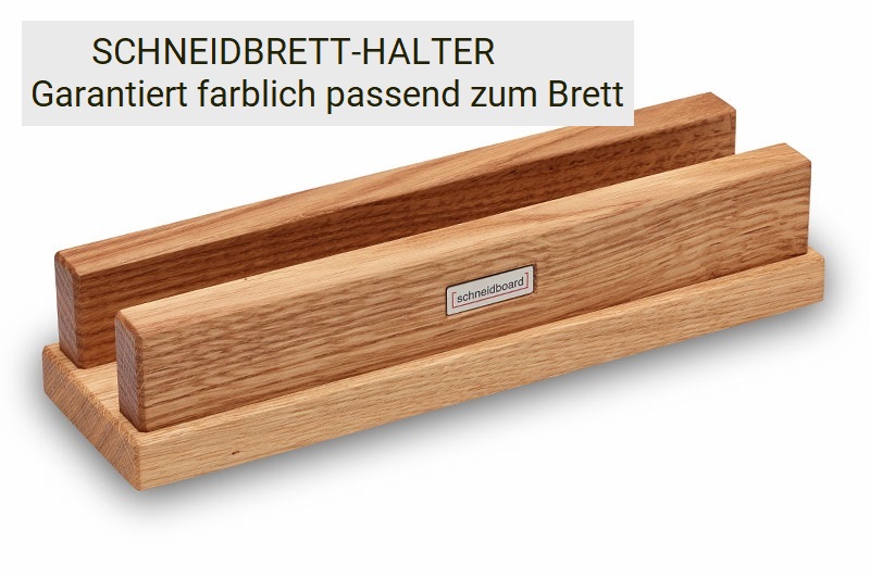 Schneidebretthalter Eiche mit Edelstahlschild