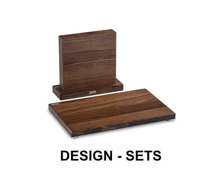 Designset Messerblock Nussbaum mit Schneidebrett Nussbaum