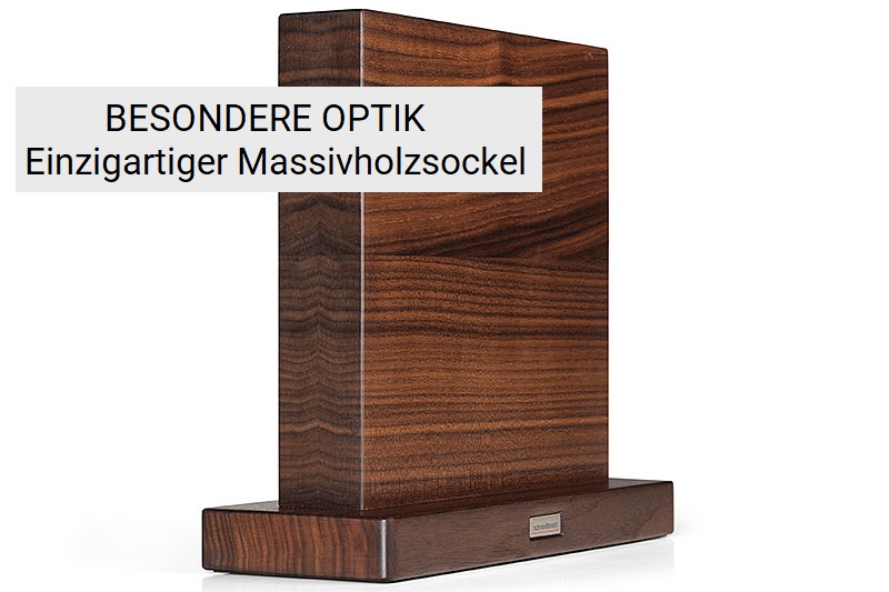 Messerblock in Nussbaum von der Seite