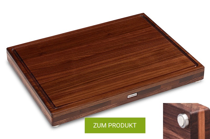 Schneidebrett Nussbaum Premium mit Saftrille