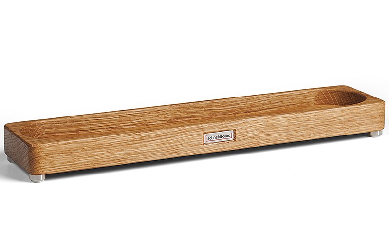 Gewürzregal Eiche mit Edelstahlschild und Edelstahlfüßchen