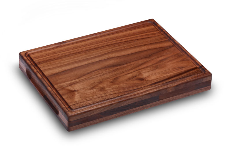 Hackblock Nussbaum Hackblock Nussbaum mit Saftrille und seitlicher Griffmulde