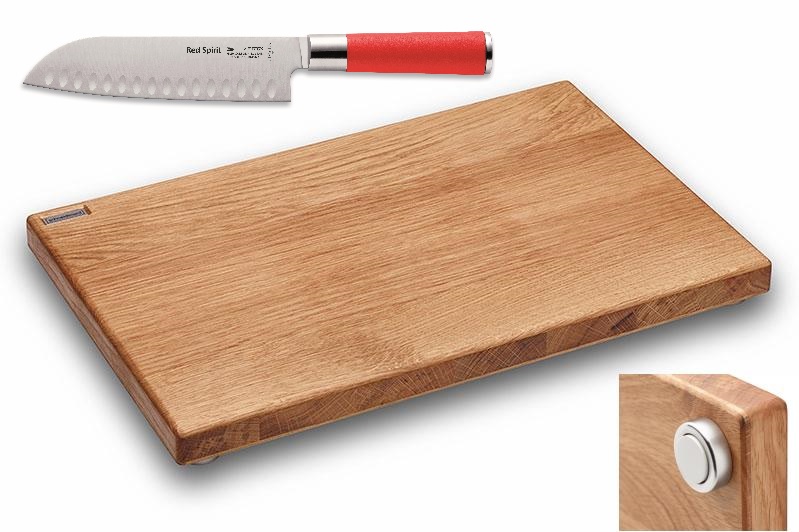 Schneidboard Eiche inkl. Santokumesser Red Spirit