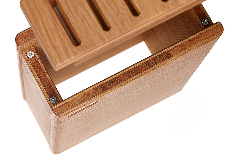 Messerbox Eiche von oben geöffnet